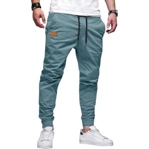JMIERR Mens Casual Joggers Pants – Cotton Drawstring Chino Cargo Pants Hiking Outdoor Twill Track Jogging Sweatpants Pants(Teal)