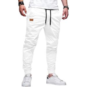 JMIERR Mens Casual Joggers Pants – Cotton Drawstring Chino Cargo Pants Hiking Outdoor Twill Track Jogging Sweatpants Pants(White)