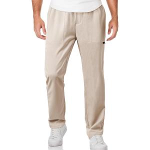 JMIERR Mens Casual Lightweight Pants Stretch Elastic Waist Drawstring Jogging Sweatpants Pants(Beige)