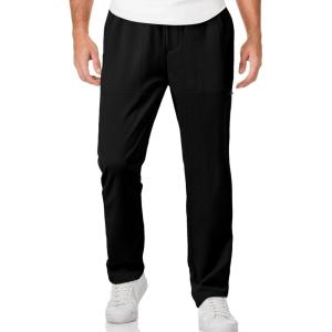 JMIERR Mens Casual Lightweight Pants Stretch Elastic Waist Drawstring Jogging Sweatpants Pants(Black)