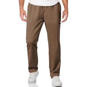 JMIERR Mens Casual Lightweight Pants Stretch Elastic Waist Drawstring Jogging Sweatpants Pants(Camel)