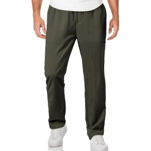 JMIERR Mens Casual Lightweight Pants Stretch Elastic Waist Drawstring Jogging Sweatpants Pants(Green)