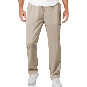 JMIERR Mens Casual Lightweight Pants Stretch Elastic Waist Drawstring Jogging Sweatpants Pants(Khaki)