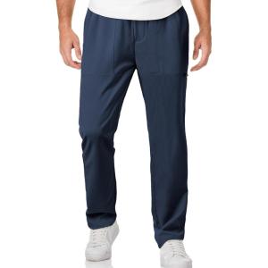 JMIERR Mens Casual Lightweight Pants Stretch Elastic Waist Drawstring Jogging Sweatpants Pants(Navy Blue)