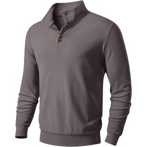 JMIERR Men’s Casual Pullover Sweatshirts Long Sleeve Lightweight Knitted Fleece Thermal Mock Neck Sweater(Simply Taupe)