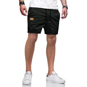 JMIERR Mens Casual Shorts – Cotton Drawstring Summer Beach Stretch Twill Chino Golf Shorts with Pockets(A Black)