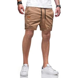 JMIERR Mens Casual Shorts – Cotton Drawstring Summer Beach Stretch Twill Chino Golf Shorts with Pockets(A1 Khaki1)