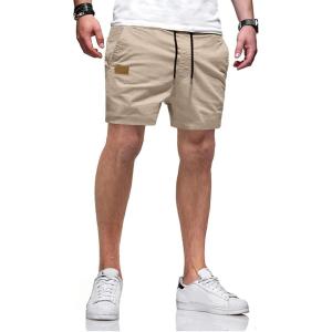 JMIERR Mens Casual Shorts – Cotton Drawstring Summer Beach Stretch Twill Chino Golf Shorts with Pockets(A1 Khaki3)
