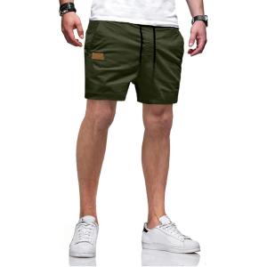JMIERR Mens Casual Shorts – Cotton Drawstring Summer Beach Stretch Twill Chino Golf Shorts with Pockets(A3 Dark Green)