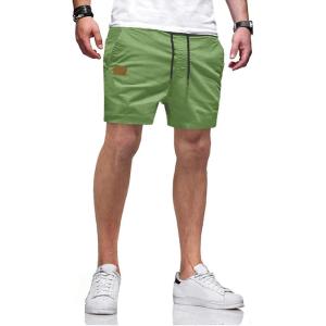 JMIERR Mens Casual Shorts – Cotton Drawstring Summer Beach Stretch Twill Chino Golf Shorts with Pockets(A3 Light Green)