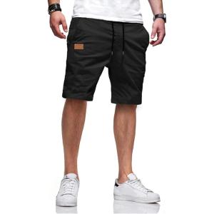 JMIERR Mens Casual Shorts – Cotton Drawstring Summer Beach Stretch Twill Chino Golf Shorts(S Black)