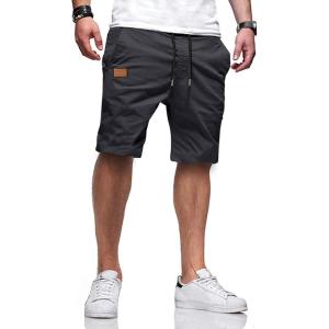 JMIERR Mens Casual Shorts – Cotton Drawstring Summer Beach Stretch Twill Chino Golf Shorts(S Carbon Grey)