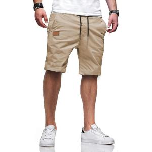 JMIERR Mens Casual Shorts – Cotton Drawstring Summer Beach Stretch Twill Chino Golf Shorts(S1 Khaki 2)