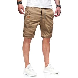 JMIERR Mens Casual Shorts – Cotton Drawstring Summer Beach Stretch Twill Chino Golf Shorts(S1 Khaki)
