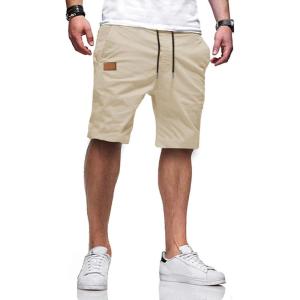 JMIERR Mens Casual Shorts – Cotton Drawstring Summer Beach Stretch Twill Chino Golf Shorts(S2 Beige)