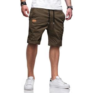 JMIERR Mens Casual Shorts – Cotton Drawstring Summer Beach Stretch Twill Chino Golf Shorts(S2 Brown)