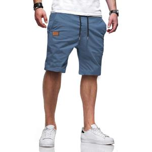 JMIERR Mens Casual Shorts – Cotton Drawstring Summer Beach Stretch Twill Chino Golf Shorts(S3 Blue 2)
