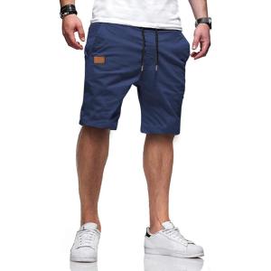 JMIERR Mens Casual Shorts – Cotton Drawstring Summer Beach Stretch Twill Chino Golf Shorts(S3 Blue 3)
