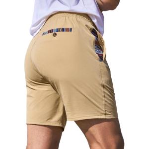 JMIERR Men’s Casual Shorts 5″/ 7″ Drawstring Summer Quick Dry Beach Stretch Waist Athletic Gym Short(5″ A2-tan)