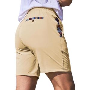 JMIERR Men’s Casual Shorts 5″/ 7″ Drawstring Summer Quick Dry Beach Stretch Waist Athletic Gym Short(5″ B-apricot)