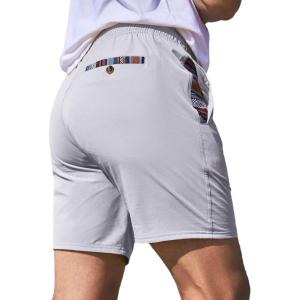 JMIERR Men’s Casual Shorts 5″/ 7″ Drawstring Summer Quick Dry Beach Stretch Waist Athletic Gym Short(5″ B-light Grey)