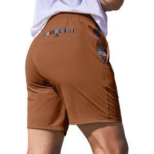 JMIERR Men’s Casual Shorts 5″/ 7″ Drawstring Summer Quick Dry Beach Stretch Waist Athletic Gym Short(5″ Chestnut)