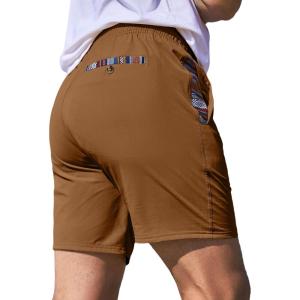 JMIERR Men’s Casual Shorts 5″/ 7″ Drawstring Summer Quick Dry Beach Stretch Waist Athletic Gym Short(5″ Dark Khaki)