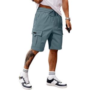 JMIERR Men’s Casual Stretch Cargo Shorts Classic Drawstring Elastic Waist Summer Work Short with Multi Pockets(Blue)
