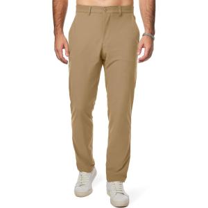 JMIERR Mens Chino Pants Casual Stretch Golf Pants Waist Tapered Trousers Lightweight Comfy Pants with Zipper Pockets(A Khaki)