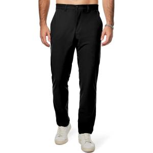 JMIERR Mens Chino Pants Casual Stretch Golf Pants Waist Tapered Trousers Lightweight Comfy Pants with Zipper Pockets(Black)