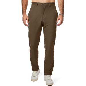 JMIERR Mens Chino Pants Casual Stretch Golf Pants Waist Tapered Trousers Lightweight Comfy Pants with Zipper Pockets(Brown)