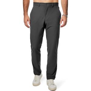 JMIERR Mens Chino Pants Casual Stretch Golf Pants Waist Tapered Trousers Lightweight Comfy Pants with Zipper Pockets(Dark Grey)