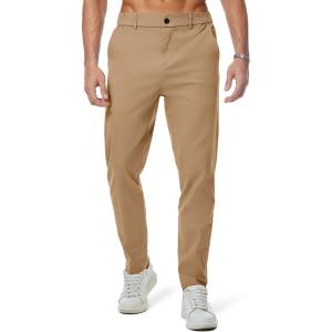 JMIERR Men’s Chino Pants Casual Stretch Waist Tapered Trousers with Pockets(A Khaki)
