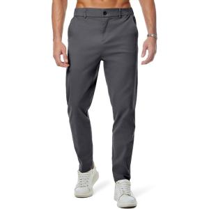 JMIERR Men’s Chino Pants Casual Stretch Waist Tapered Trousers with Pockets(Dark Grey)