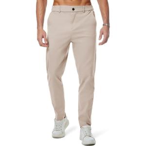 JMIERR Men’s Chino Pants Casual Stretch Waist Tapered Trousers with Pockets(E Apricot)