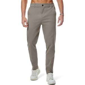 JMIERR Men’s Chino Pants Casual Stretch Waist Tapered Trousers with Pockets(Grey)