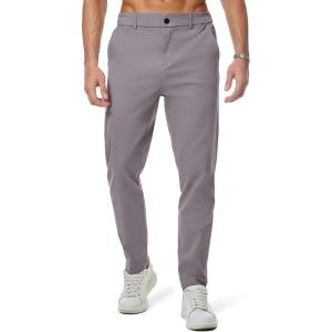 JMIERR Men’s Chino Pants Casual Stretch Waist Tapered Trousers with Pockets(Light Grey)