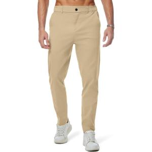 JMIERR Men’s Chino Pants Casual Stretch Waist Tapered Trousers with Pockets(Light Khaki)