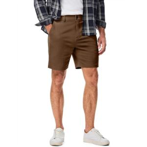 JMIERR Men’s Classic-Fit 7″ Chino Short Summer Stretch Waist Cotton Twill Casual Dress Shorts with Pockets(7″ Z Brown)