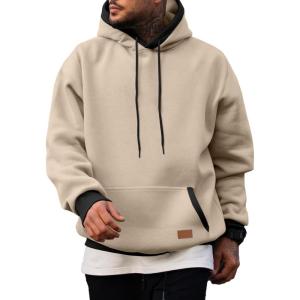 JMIERR Men’s Cotton Casual Hoodies Sweatshirts Fashion Long Sleeve Drawstring Fleece Pullover Hoodie with Pockets(Apricot)
