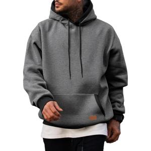 JMIERR Men’s Cotton Casual Hoodies Sweatshirts Fashion Long Sleeve Drawstring Fleece Pullover Hoodie with Pockets(B Grey)