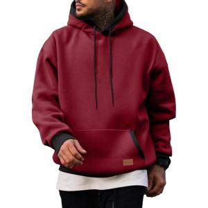 JMIERR Men’s Cotton Casual Hoodies Sweatshirts Fashion Long Sleeve Drawstring Fleece Pullover Hoodie with Pockets(B Red)