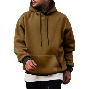 JMIERR Men’s Cotton Casual Hoodies Sweatshirts Fashion Long Sleeve Drawstring Fleece Pullover Hoodie with Pockets(Brown)