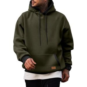 JMIERR Men’s Cotton Casual Hoodies Sweatshirts Fashion Long Sleeve Drawstring Fleece Pullover Hoodie with Pockets(Moss Green)