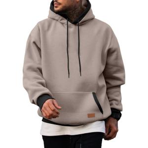 JMIERR Men’s Cotton Casual Hoodies Sweatshirts Fashion Long Sleeve Drawstring Fleece Pullover Hoodie with Pockets(Pink Grey)