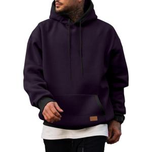 JMIERR Men’s Cotton Casual Hoodies Sweatshirts Fashion Long Sleeve Drawstring Fleece Pullover Hoodie with Pockets(Purple)