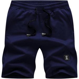 JMIERR Mens Cotton Sweat Shorts with 3 Pockets Workout Lounge Jogger Athletic Shorts 7 inch Inseam Running Shorts(A Blue)