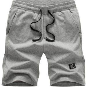 JMIERR Mens Cotton Sweat Shorts with 3 Pockets Workout Lounge Jogger Athletic Shorts 7 inch Inseam Running Shorts(A Gray)