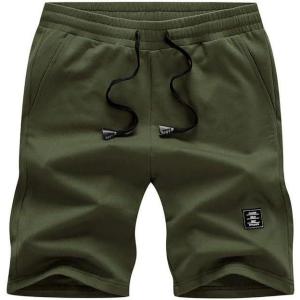 JMIERR Mens Cotton Sweat Shorts with 3 Pockets Workout Lounge Jogger Athletic Shorts 7 inch Inseam Running Shorts(A Green)