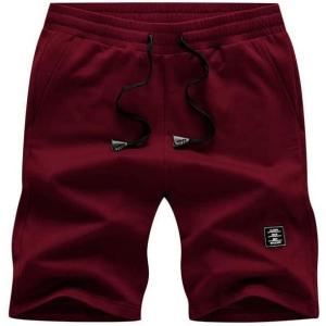 JMIERR Mens Cotton Sweat Shorts with 3 Pockets Workout Lounge Jogger Athletic Shorts 7 inch Inseam Running Shorts(A Red)